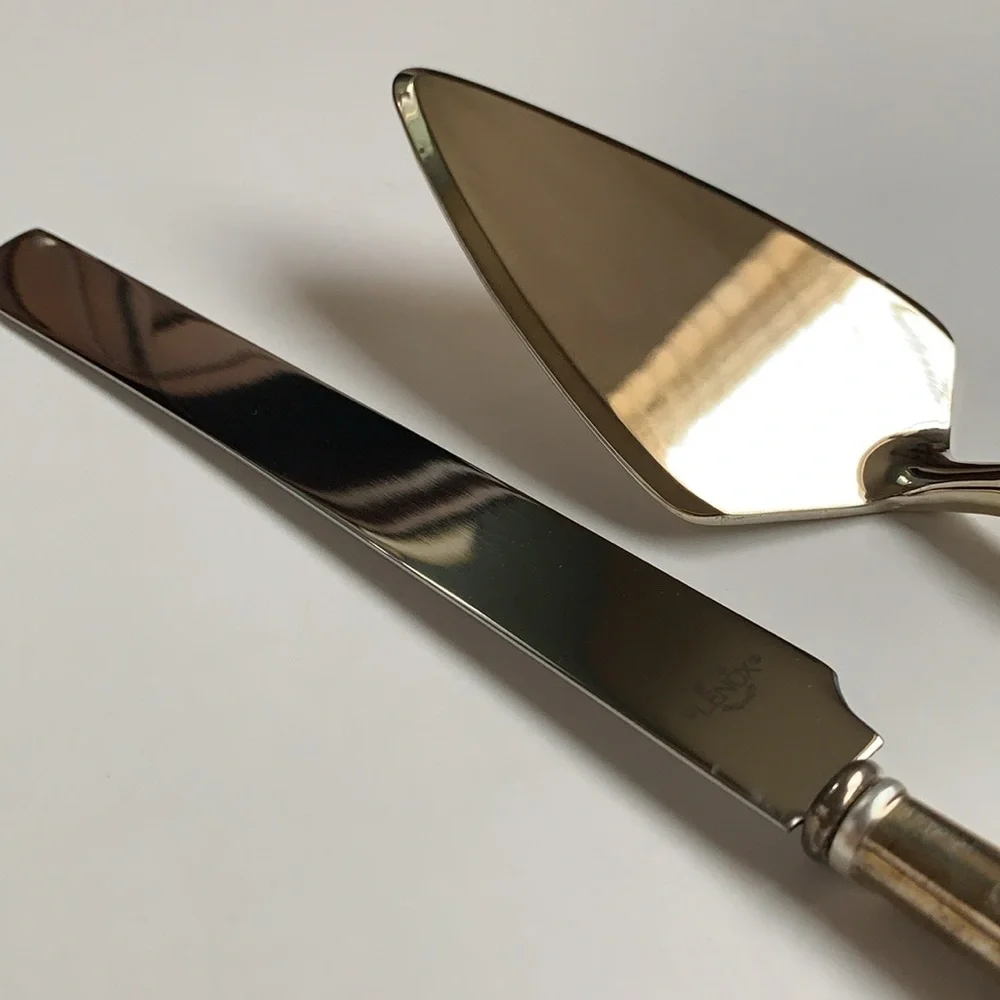 LENOX Like New Forevermore Heart 2 Piece Dessert Set Knife & Cake Serving